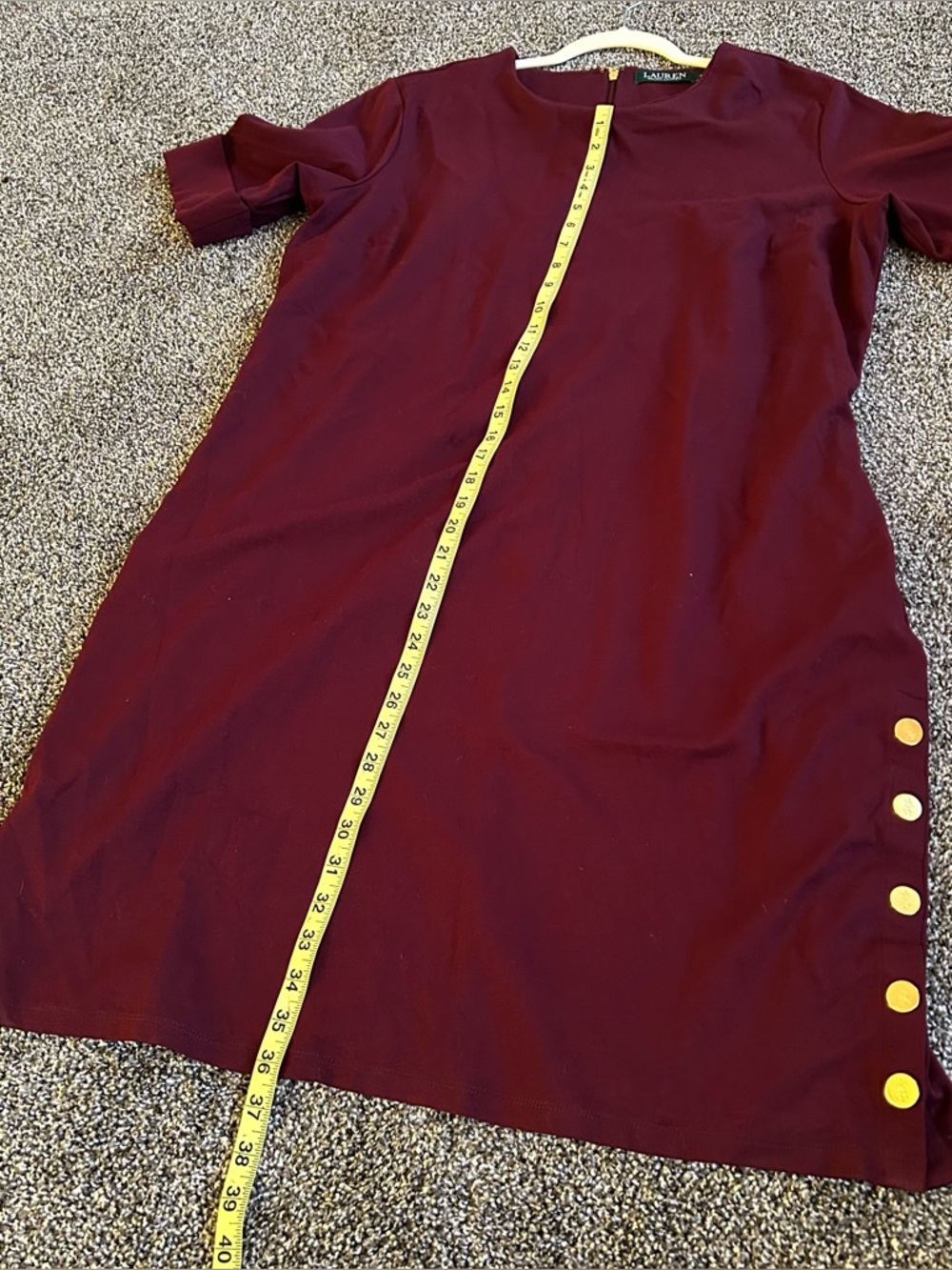 Lauren Ralph Lauren Women’s Plus Size 2X Shift Dress Burgundy Purple Gold #3592 - Picture 9 of 9